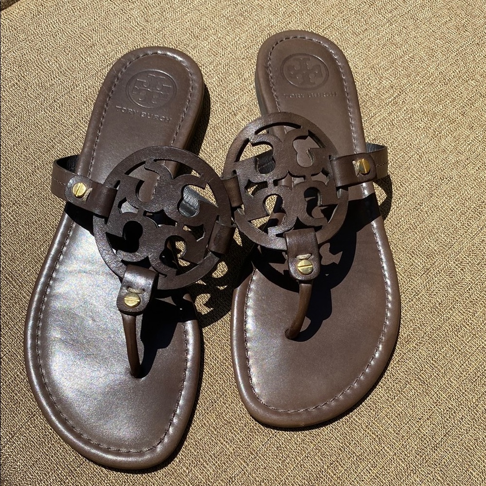 Tory Burch Miller Dark Brown Chocolate Sandals size 9